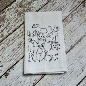 NEW! Lots of Dogs 30x30 Tea Towel (4)