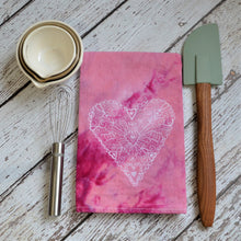Winter - Lace Heart Hand Dyed 30x30 Tea Towel (2)