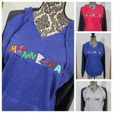 ONLY 2 LEFT! WOMENS MN HOODED RAGLAN V-NECK SWEATSHIRT