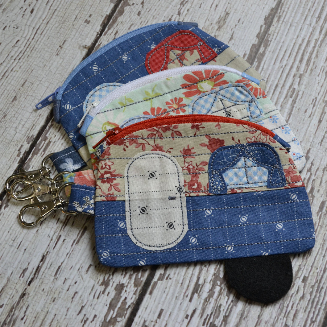 Camper Shaped Coin Purse -Re-Purposed Fabric - Group A - (3)