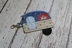 Camper Shaped Coin Purse -Re-Purposed Fabric - Group A - (3)