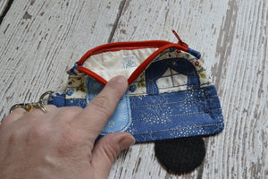 Camper Shaped Coin Purse -Re-Purposed Fabric - Group C - (3)