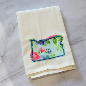 Floral Light Teal Raggy Floral State 30x30 Tea Towel (4)