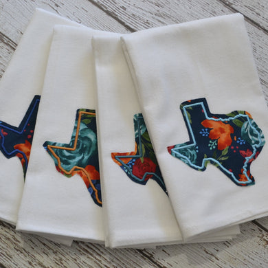 Blue & Orange Raggy Floral State 30x30 Tea Towel (4)