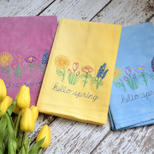NEW! Spring - Hello Spring Hand Dyed 30x30 Tea Towel (2)