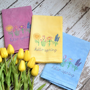 NEW! Spring - Hello Spring Hand Dyed 30x30 Tea Towel (2)