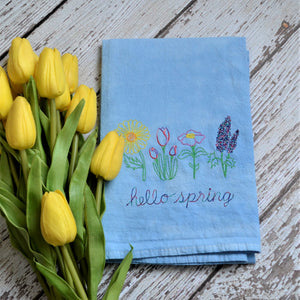 NEW! Spring - Hello Spring Hand Dyed 30x30 Tea Towel (2)