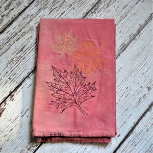 NEW! Fall - Lace Leaves Hand Dyed 30x30 Tea Towel (2)