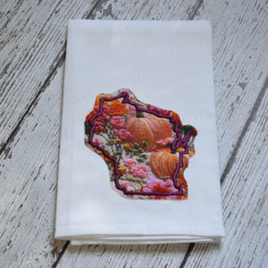 Fall Pumpkins Raggy Floral State 30x30 Tea Towel (4)