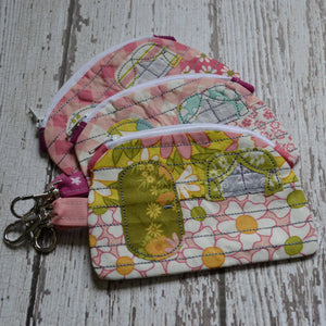 Camper Shaped Coin Purse -Re-Purposed Fabric - Group G - (3)