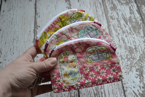 Camper Shaped Coin Purse -Re-Purposed Fabric - Group G - (3)