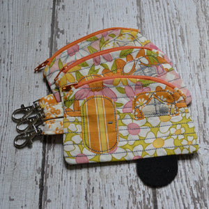 Camper Shaped Coin Purse -Re-Purposed Fabric - Group J - (3)