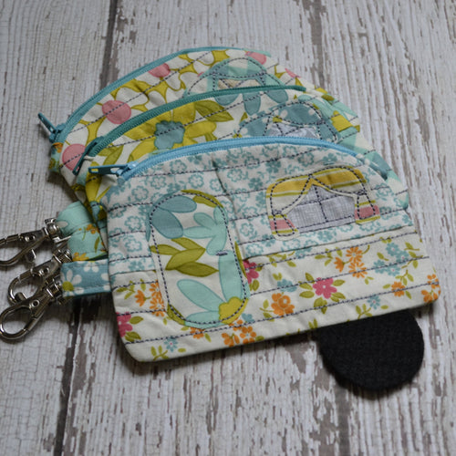 Camper Shaped Coin Purse -Re-Purposed Fabric - Group N - (3)