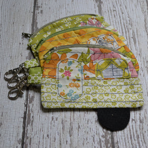 Camper Shaped Coin Purse -Re-Purposed Fabric - Group O - (3)