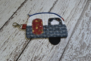 Camper Shaped Coin Purse -Re-Purposed Fabric - Group T - (3)