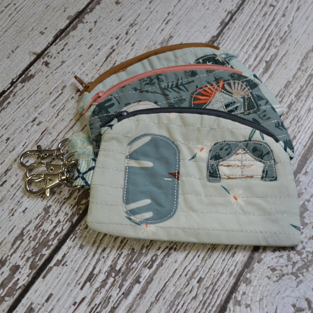 Camper Shaped Coin Purse -Re-Purposed Fabric - Group V - (3)