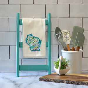 Teal Floral State 30x30 Tea Towel (4)