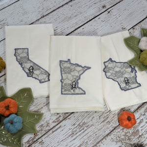 Spooky State Lace Applique 30x30 Tea Towel (4)