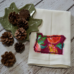 LIMITED - Fall Burgundy Floral State 30x30 Tea Towel (4)