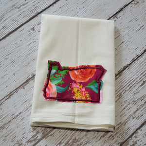 LIMITED - Fall Burgundy Floral State 30x30 Tea Towel (4)