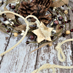 LIMITED QTY Birch Bark Garland, Stars, 120 inches (2)