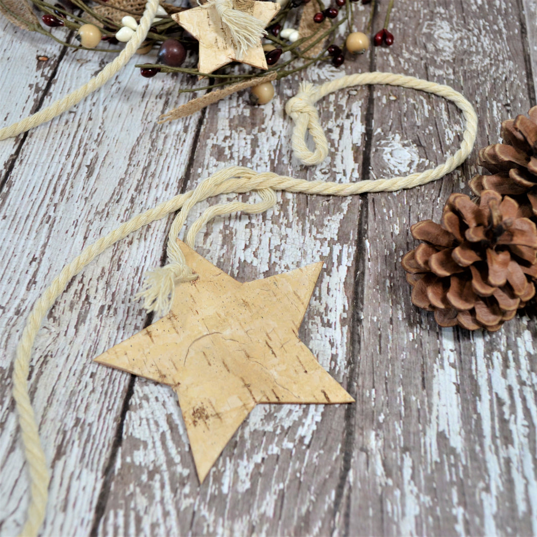 LIMITED QTY Birch Bark Garland, Stars, 120 inches (2)