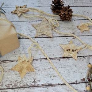 LIMITED QTY Birch Bark Garland, Stars, 120 inches (2)