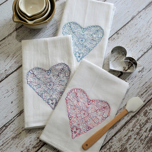 Winter - Lace Heart 30x30 Tea Towel (4)