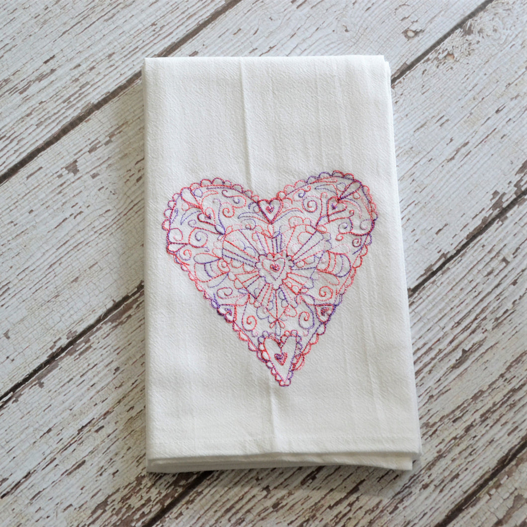 Winter - Lace Heart 30x30 Tea Towel (4)