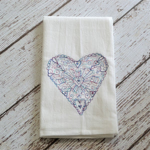 Winter - Lace Heart 30x30 Tea Towel (4)