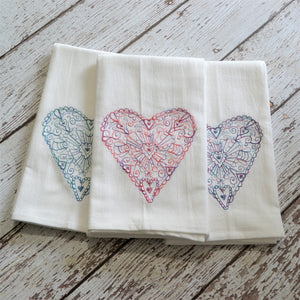 Winter - Lace Heart 30x30 Tea Towel (4)