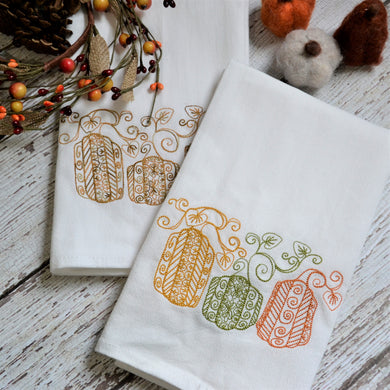 Fall - Lace Pumpkins 30x30 Tea Towel (4)