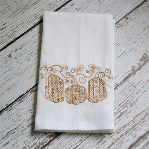 Fall - Lace Pumpkins 30x30 Tea Towel (4)