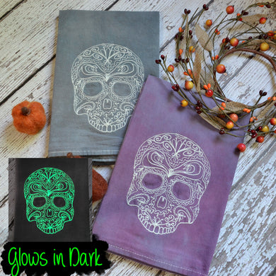 Fall - Glow in Dark Lace Skull 30x30 Tea Towel (2)