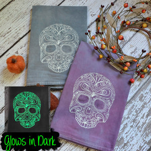 NEW! Fall - Glow in Dark Lace Skull 30x30 Tea Towel (2)