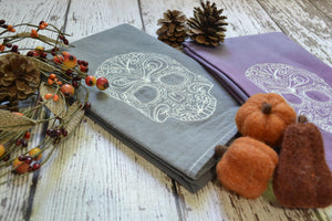 Fall - Glow in Dark Lace Skull 30x30 Tea Towel (2)