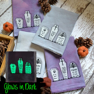 NEW! Fall - Glow in Dark Graveyard 30x30 Tea Towel (2)