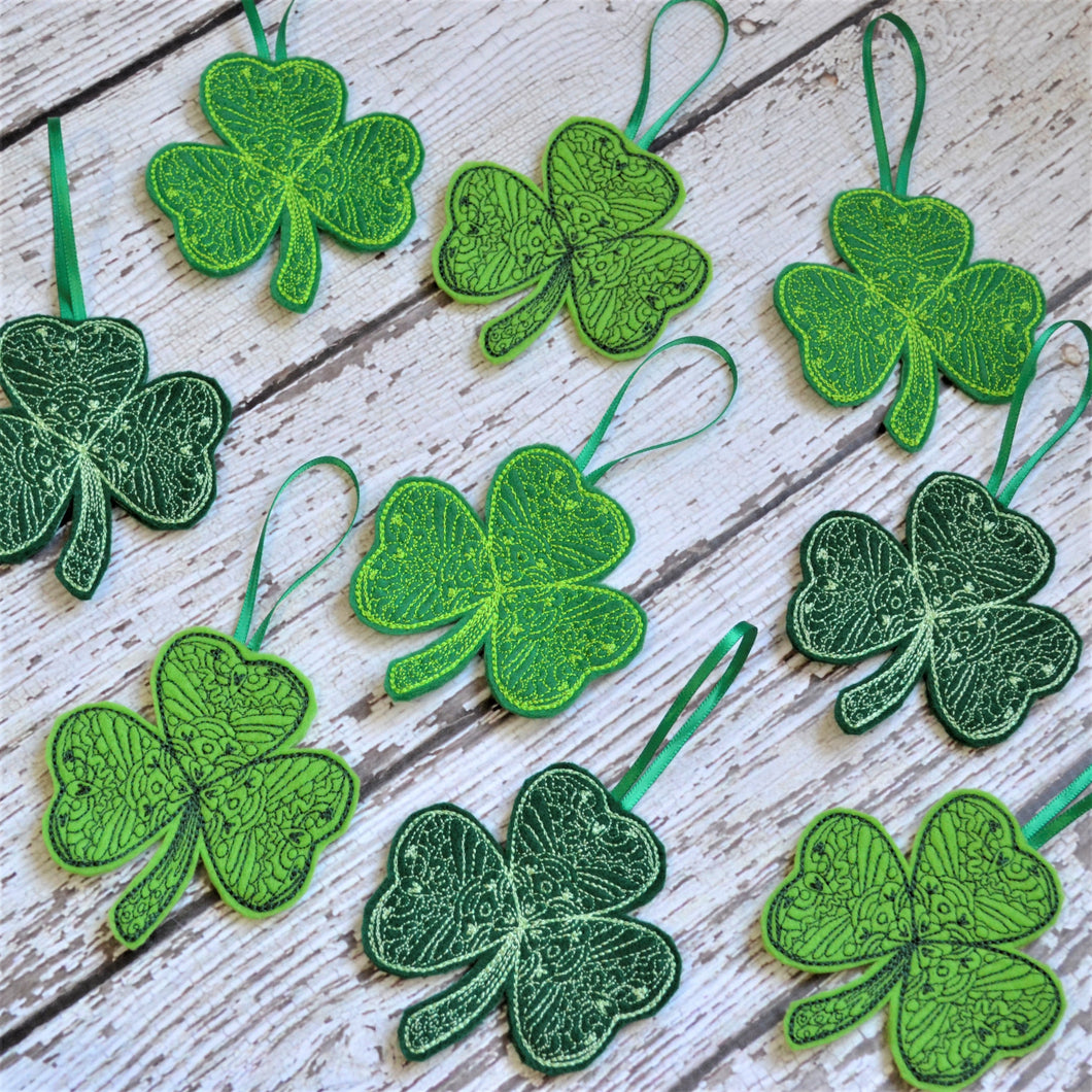 Spring Lace Shamrock Felt Ornament (6)