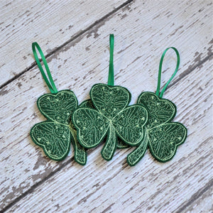 Spring Lace Shamrock Felt Ornament (6)