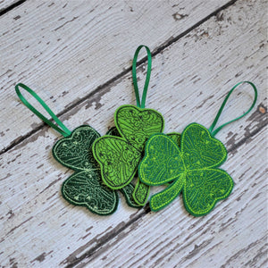 Spring Lace Shamrock Felt Ornament (6)