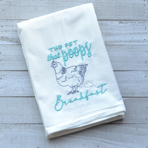 Funny Chicken - Pet That Poops Breakfast 30x30 Tea Towel (4)