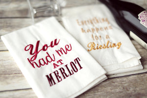 Wine Lovers - Merlot OR Riesling 30x30 Tea Towel (4)