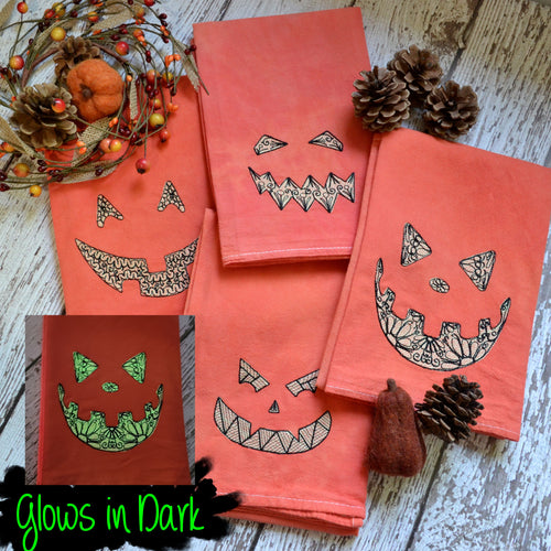 NEW! Fall - Glow in Dark Jack-O-Lanterns 30x30 Tea Towel (2)