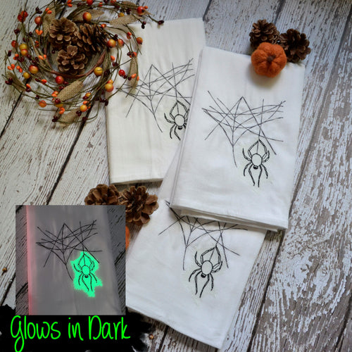 NEW! Fall - Glow in Dark Hanging Spider 30x30 Tea Towel (4)